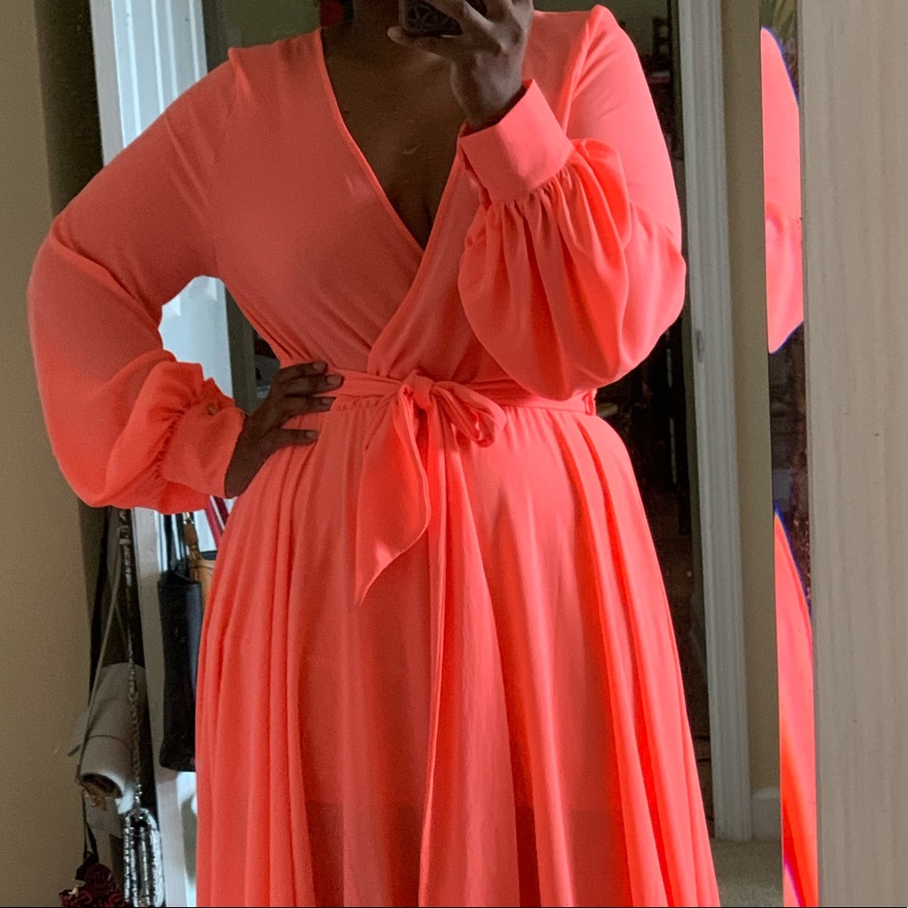 Asoph Fabulous Neon Coral Maxi Dress-NWOT